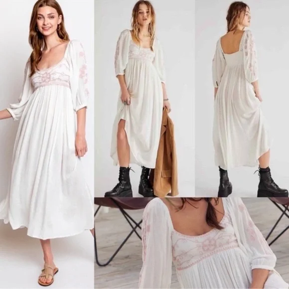 NWT Free People Wedgewood Dress in Ivory Size Large - Picture 3 of 5